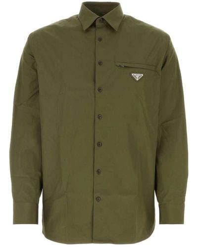 prada green shirt with blue and white trim|Prada shirt men price.